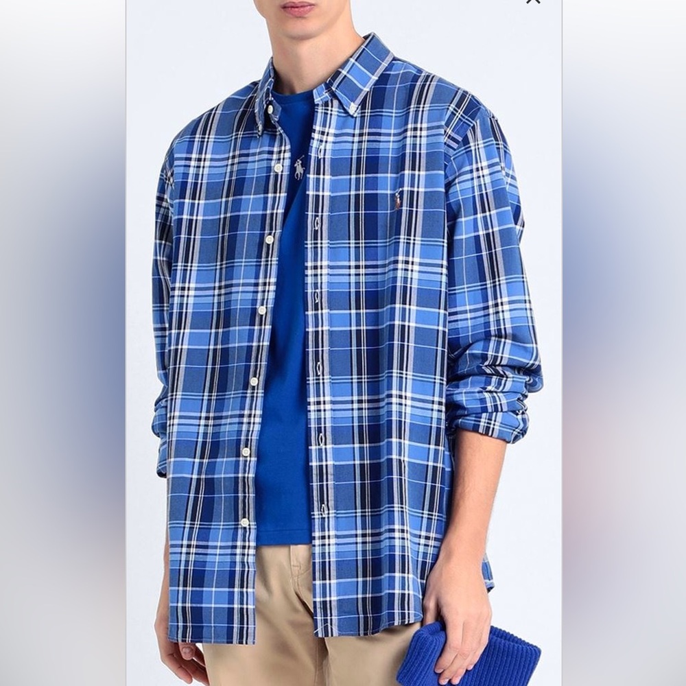 Ralph Lauren Blue and White Plaid Shirt men size xxl‎